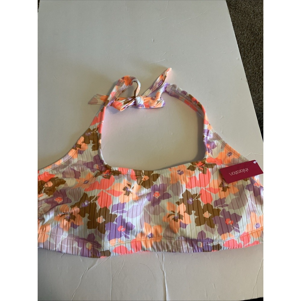 Xhilaration Bikini Top Womens 18W Floral Tropical Swim Target Halter C877